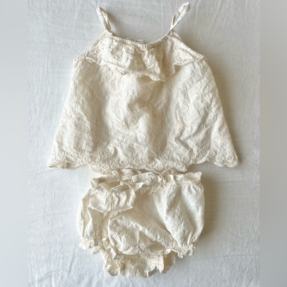 Zara Embroidered Floral Top And Briefs